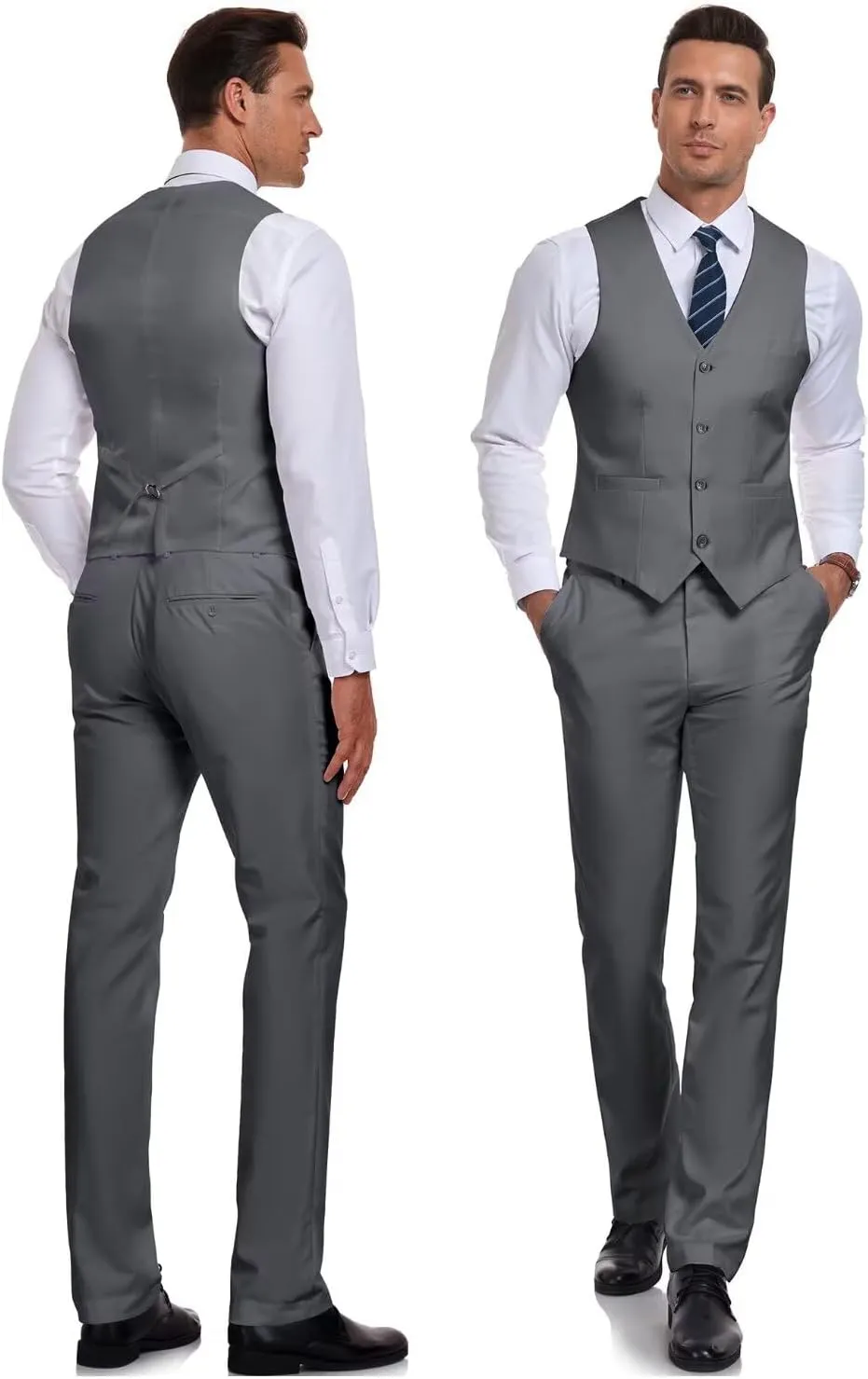 Wehilion Men's Suits 2 Pieces, Vest Pants Set for Men, V-Neck Slim Fit Casual Suit Waistcoat