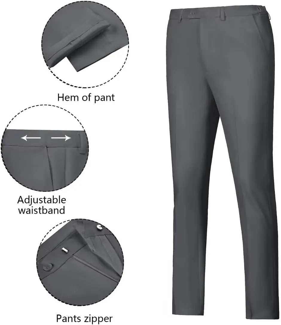 Wehilion Men's Suits 2 Pieces, Vest Pants Set for Men, V-Neck Slim Fit Casual Suit Waistcoat