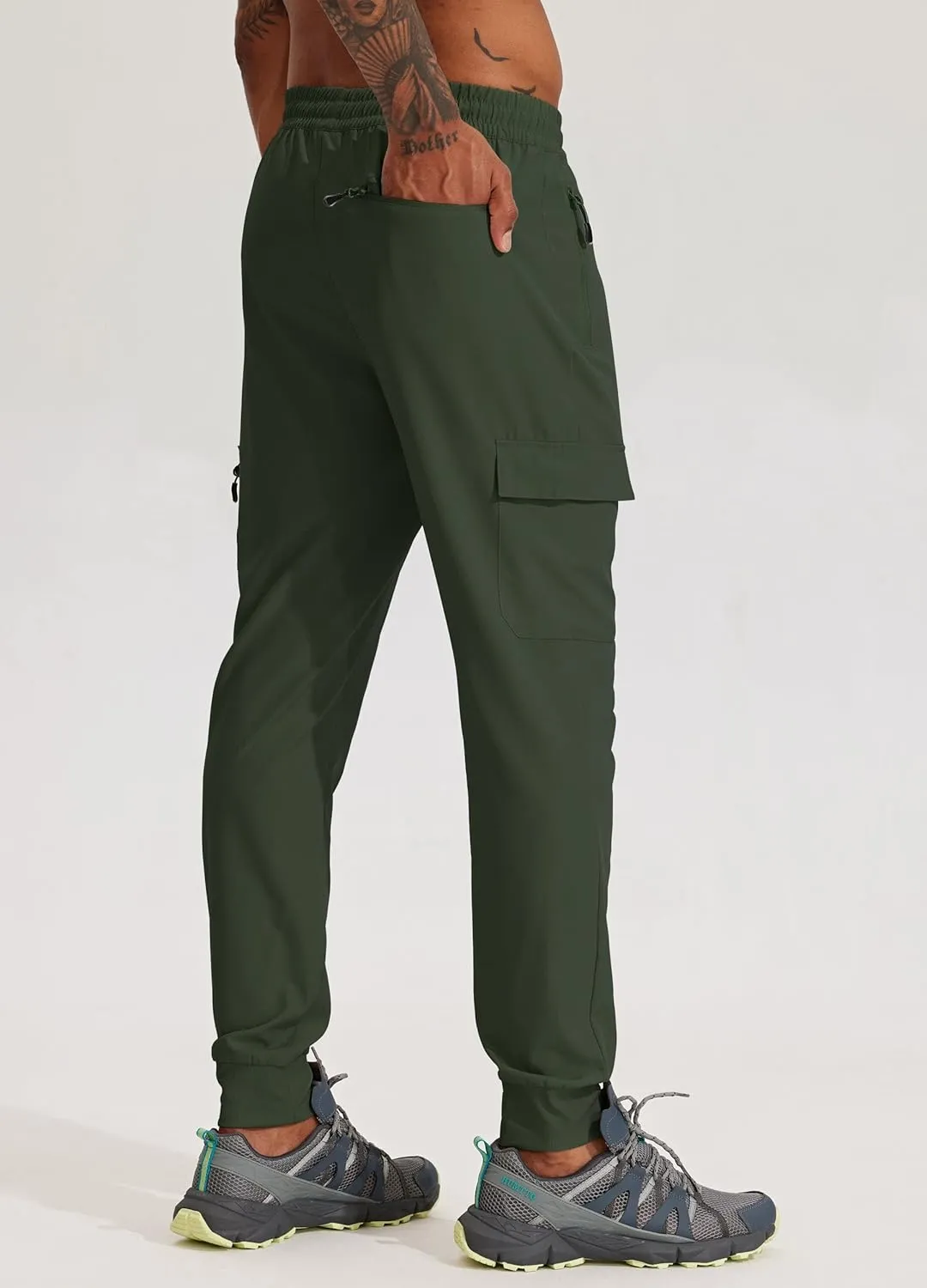 Willit Men's Hiking Joggers Travel Athletic Pants Lightweight Quick Dry Outdoor Running Pants with Zipper Pockets