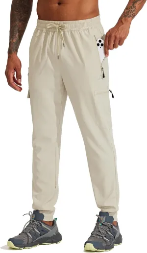 Willit Men's Hiking Joggers Travel Athletic Pants Lightweight Quick Dry Outdoor Running Pants with Zipper Pockets