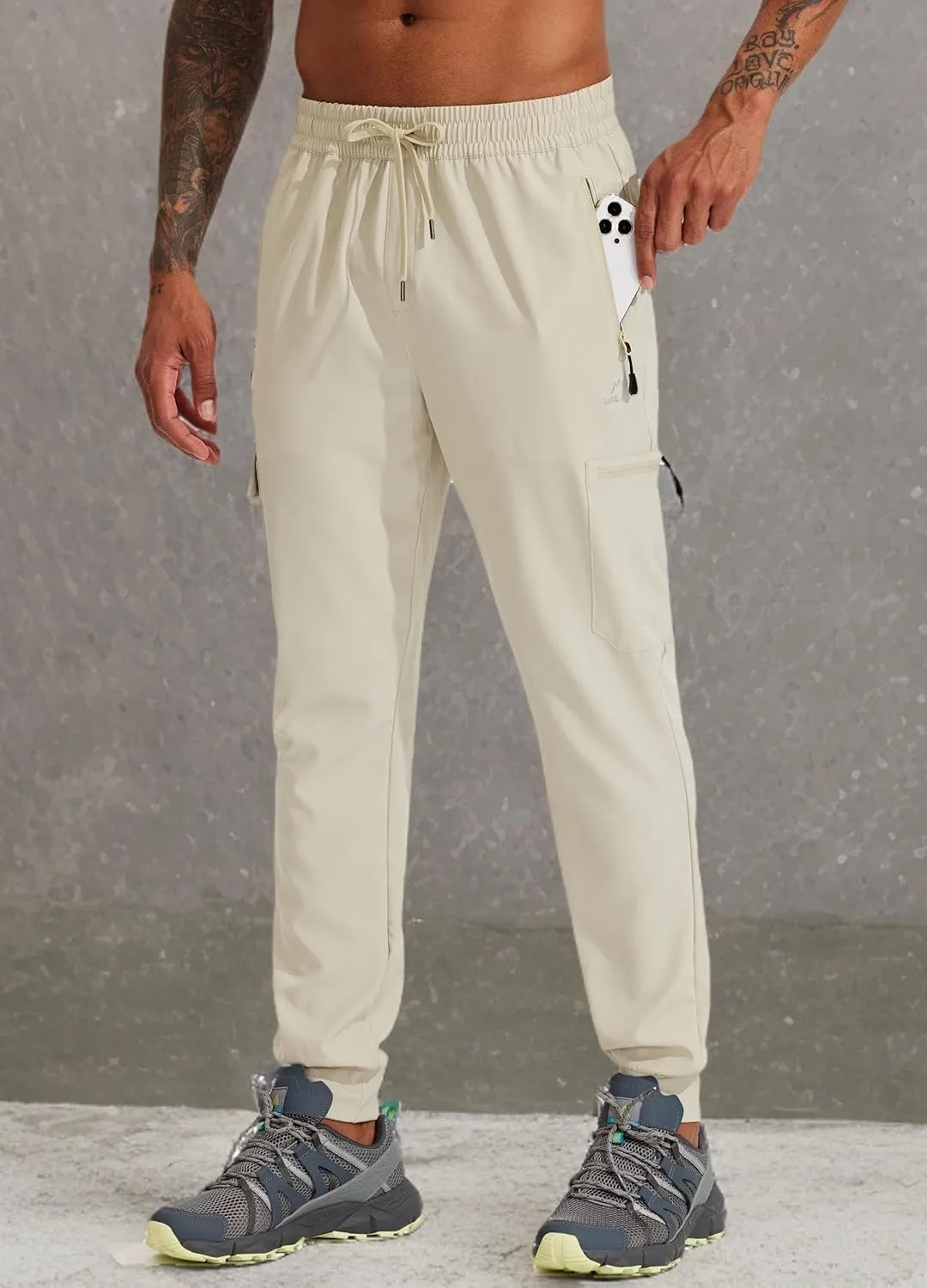 Willit Men's Hiking Joggers Travel Athletic Pants Lightweight Quick Dry Outdoor Running Pants with Zipper Pockets