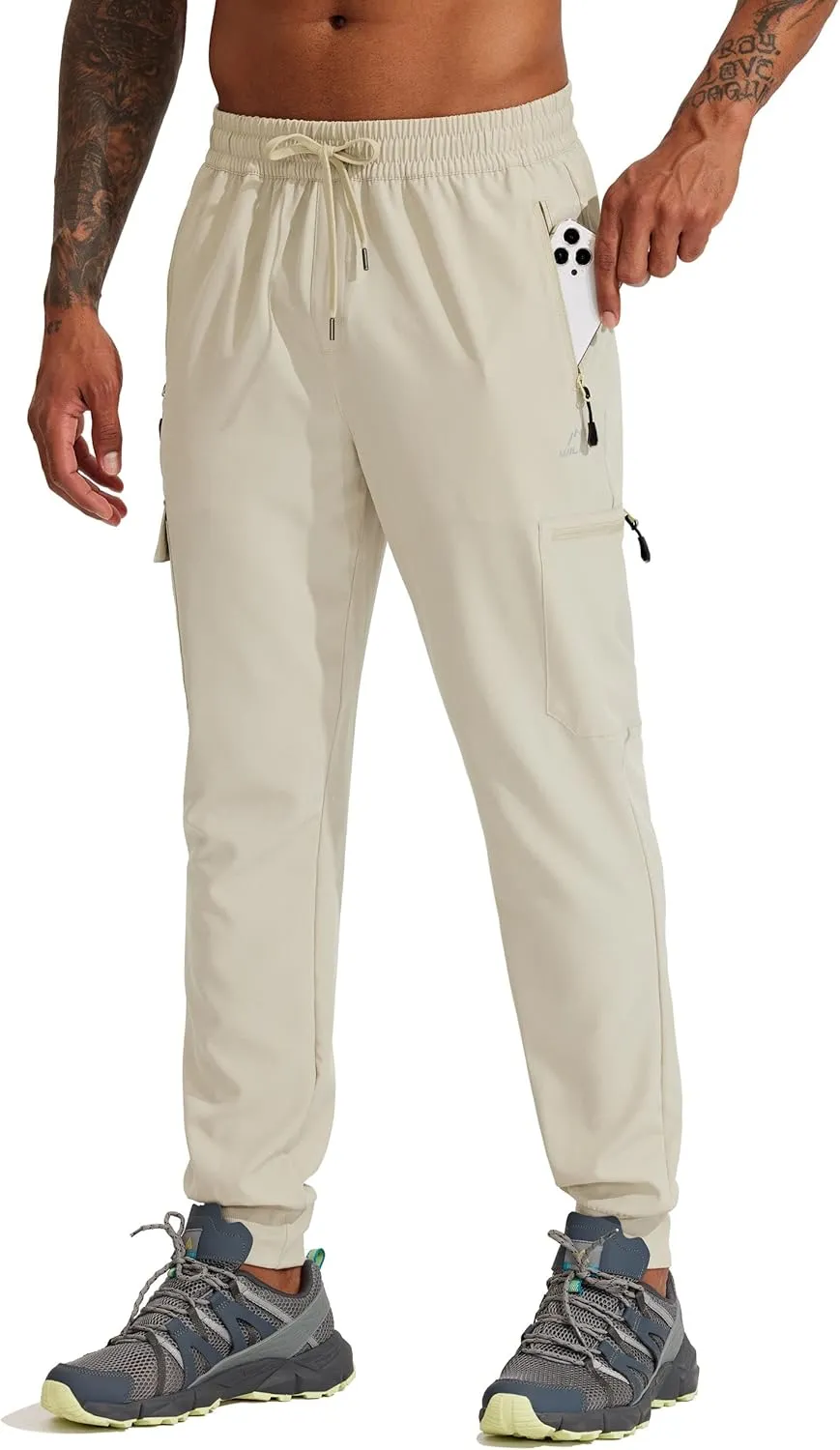 Willit Men's Hiking Joggers Travel Athletic Pants Lightweight Quick Dry Outdoor Running Pants with Zipper Pockets