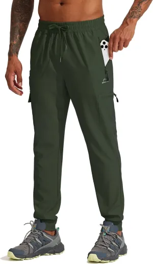 Willit Men's Hiking Joggers Travel Athletic Pants Lightweight Quick Dry Outdoor Running Pants with Zipper Pockets