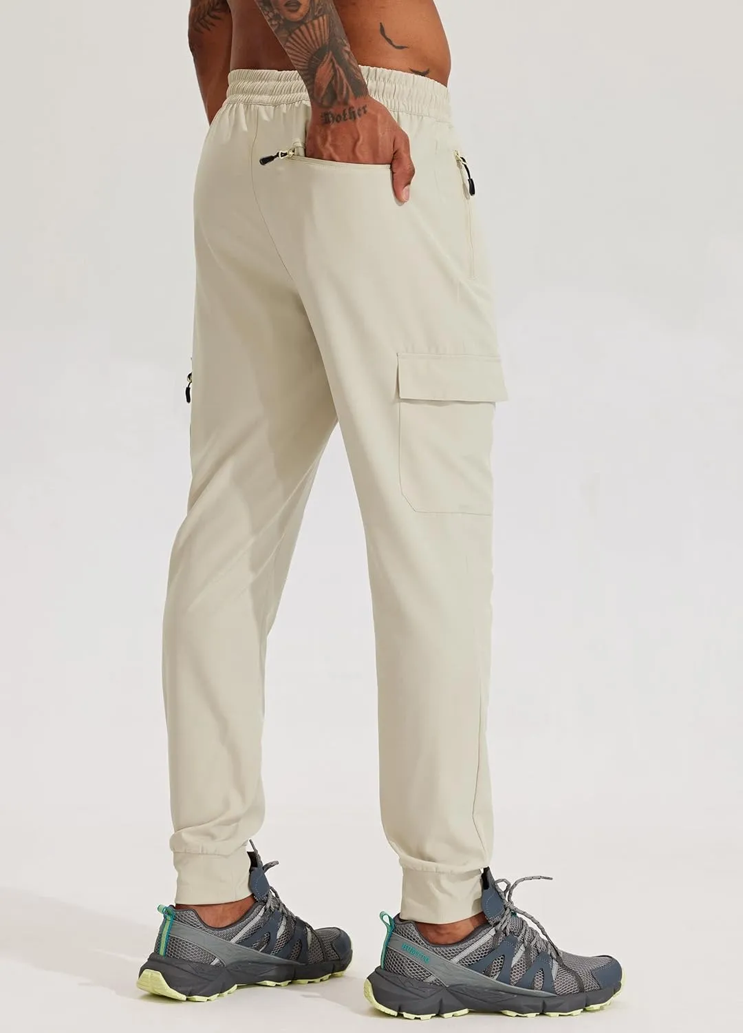 Willit Men's Hiking Joggers Travel Athletic Pants Lightweight Quick Dry Outdoor Running Pants with Zipper Pockets