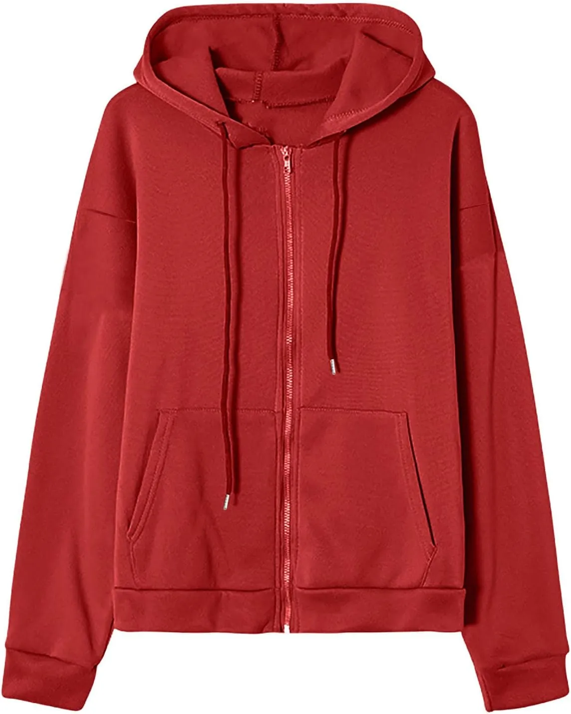 Wirziis Oversized Zip Up Hoodie for Women 2024 Fleece Jacket Fall Outfits Casual Hooded Tops Teen Girls Drawstring Cardigan