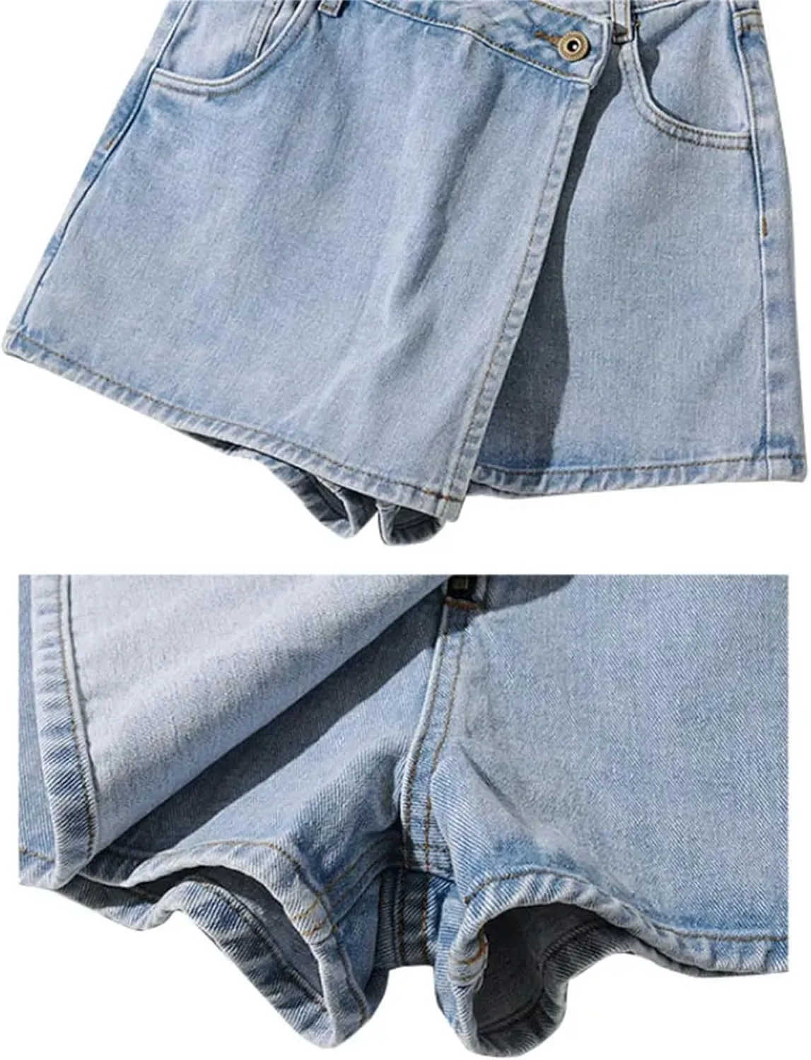Women Irregular Denim Skirt Slim High-Waisted A-Line Jeans Skirt Shorts