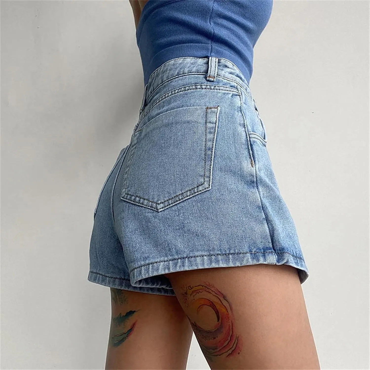 Women Irregular Denim Skirt Slim High-Waisted A-Line Jeans Skirt Shorts