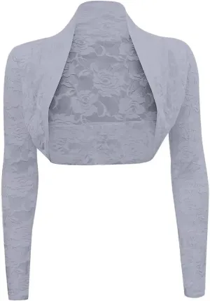 Women's 3 4 Sleeve Shrug Crochet Lace Cardigan Crop Top Crochet Lace Cardigan Sheer Cover Up