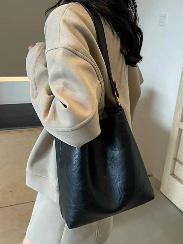 Women's Bucket Shoulder Tote Bags Fashion Large Top Handle Satchel Handbags PU Leather Crossbody Purses 2pcs