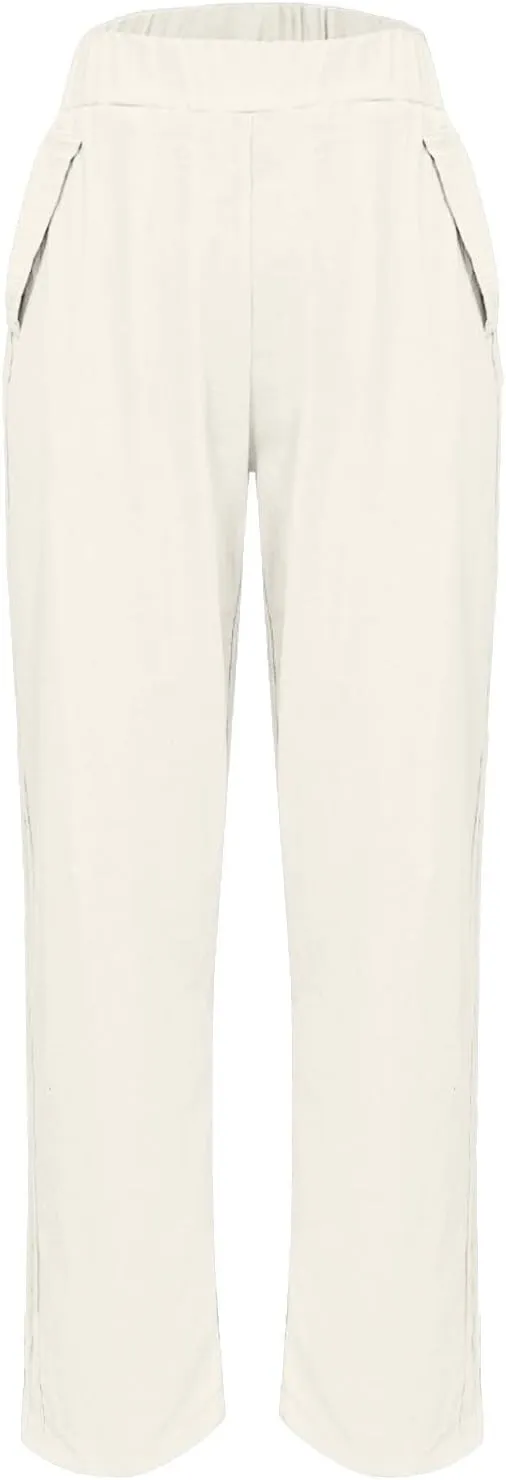 Women's Casual High Waist Wide Leg Straight Dress Pants Trousers with Pocket Long Palazzo Pants Regular Size