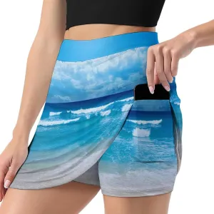 Women's High Waist A-line Short Trouser Skirt Casual Light Proof Trouser Skirt with Pocket S-3XL
