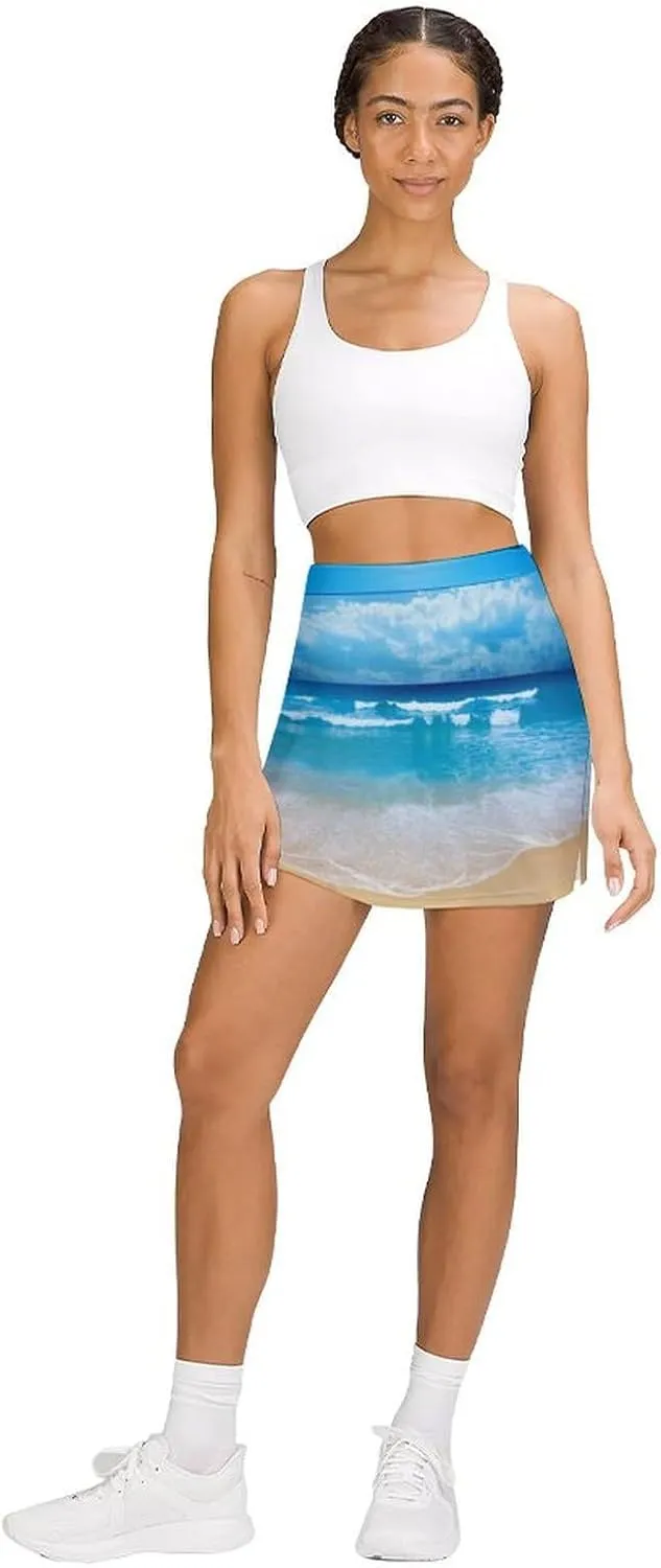 Women's High Waist A-line Short Trouser Skirt Casual Light Proof Trouser Skirt with Pocket S-3XL