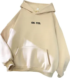 Women's Hoodies Casual Loose Letter Printed Basic Oversized Hoodie Drop Shoulder Long Sleeve Sweatshirt with Pocket