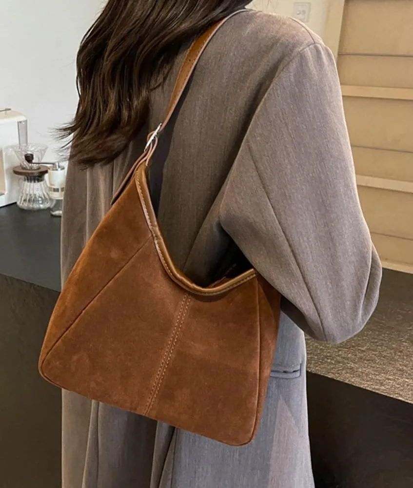 Womens Large Work Shoulder Tote Bag Soft PU Leather Satchel Casual Suede Messenger Handbag Travel Crossbody Purse