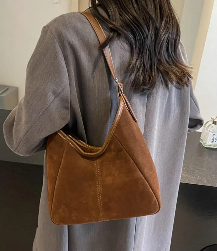 Womens Large Work Shoulder Tote Bag Soft PU Leather Satchel Casual Suede Messenger Handbag Travel Crossbody Purse