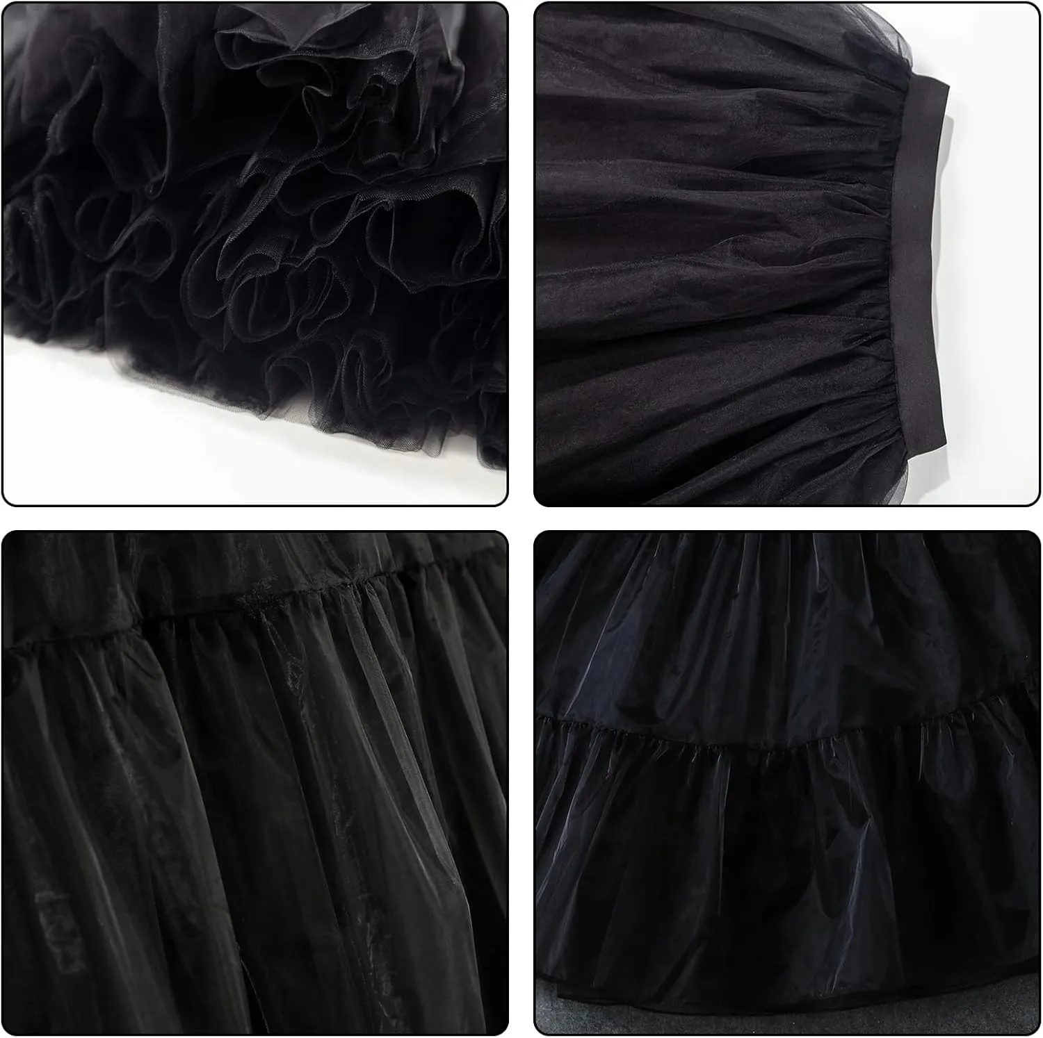 Women's Long White Petticoat 50s Vintage Underskirt Tulle Skirt Above Knee Tutu 31.5 inch for Lolita White Dress