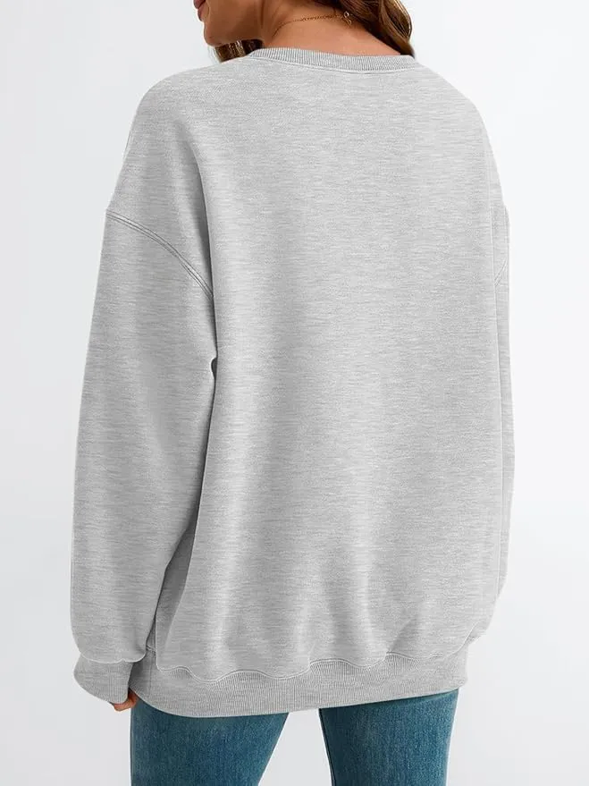 Womens Oversized Crewneck Sweatshirts Solid Color Hoodies Pullover Fall Outfits Teen Girls Cute Casual Fashion Tops