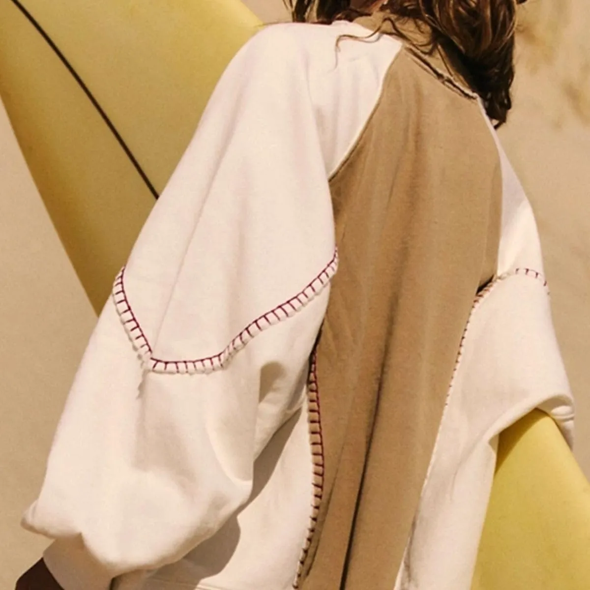 Women's Oversized Sweatshirt Long Lantern Sleeve Crew Neck Color Block Printed Fall Casual Loose Pullover Tops