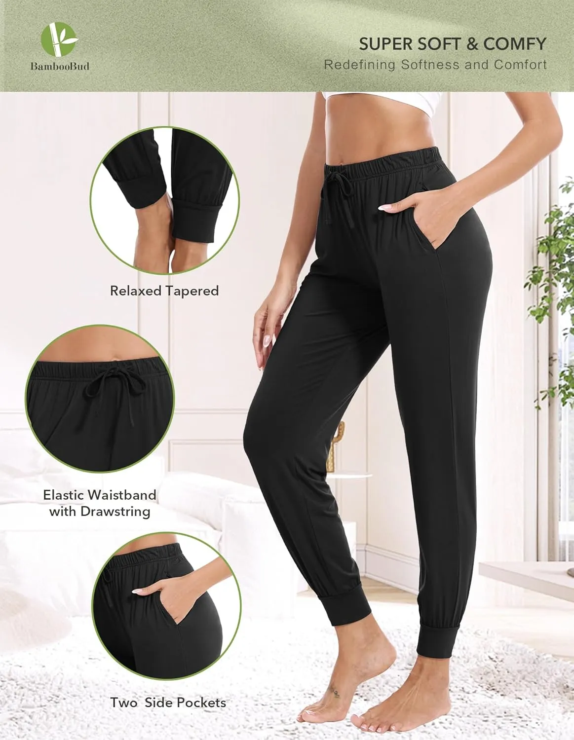 Women's Pajama Pants Casual Pajama Joggers Pant Soft Knit Yoga Bottoms Pj Bottom with Pockets S-XXL
