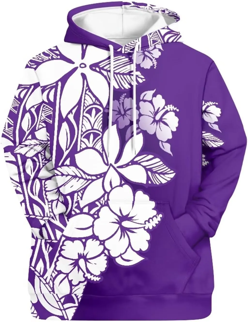Womens Polynesian Tribal Tattoo Print Hoodies Drawstring Puletasi Tatau Ptaha Pullover Sweatshirt with Pocket