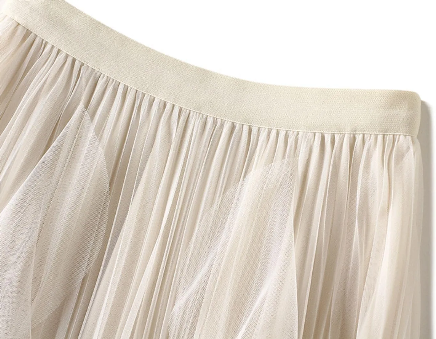 Women's Ruffled Tulle Midi Skirt High Waist Pleated A-line Skirt for Elegant and Casual Occasions 2025 Summer Fashion