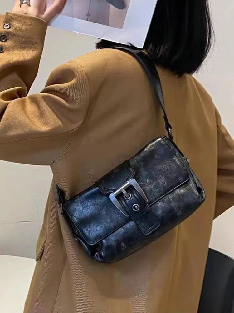 Womens Shoulder Bag Retro Vegan Leather Crossbody Tote Purses Y2k Small Handbag Armpit Bag Top Handle Satchel