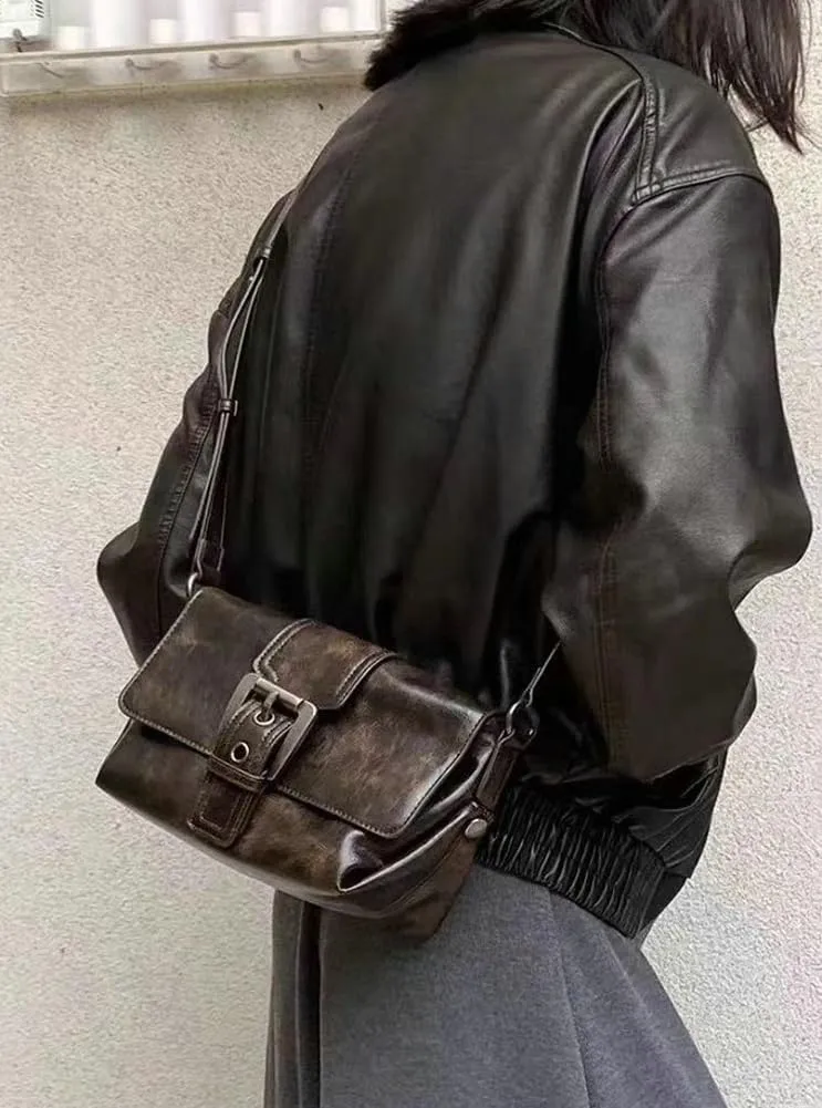 Womens Shoulder Bag Retro Vegan Leather Crossbody Tote Purses Y2k Small Handbag Armpit Bag Top Handle Satchel