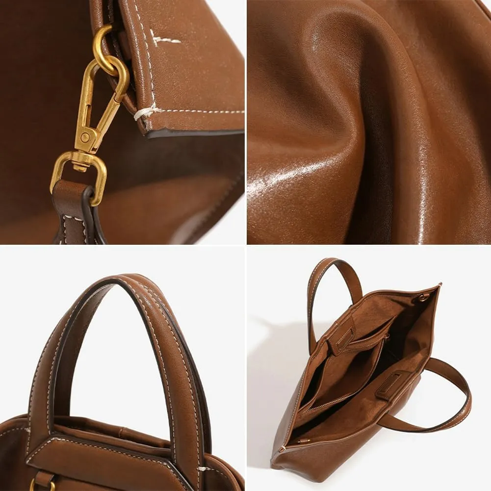 Womens Soft Faux Leather Shoulder Crossbody Bag Large Working Tote Purse Casual Top Handle Handbags Designer Satchel