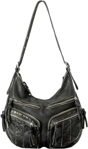 Womens Soft Vegan Leather Shoulder Bag Large Vintage Tote Purse Multi Pocket Y2k Crossbody Handbag Messenger Satchel
