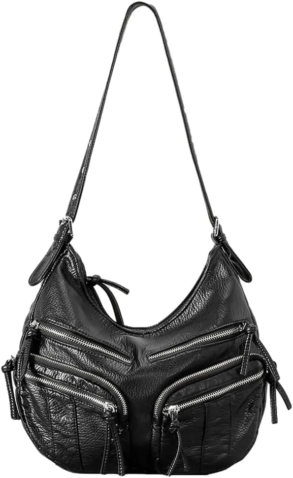 Womens Soft Vegan Leather Shoulder Bag Large Vintage Tote Purse Multi Pocket Y2k Crossbody Handbag Messenger Satchel