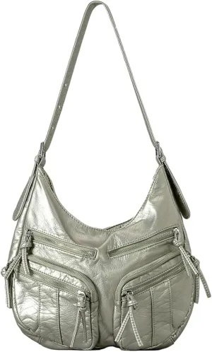 Womens Soft Vegan Leather Shoulder Bag Large Vintage Tote Purse Multi Pocket Y2k Crossbody Handbag Messenger Satchel