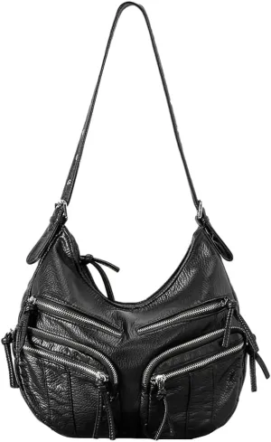 Womens Soft Vegan Leather Shoulder Bag Large Vintage Tote Purse Multi Pocket Y2k Crossbody Handbag Messenger Satchel
