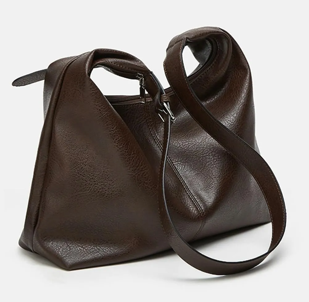 Women's Soft Vegan Leather Shoulder Bag Retro Large Tote Handbag Casual Working Cossbody Satchel Top Handle Purse
