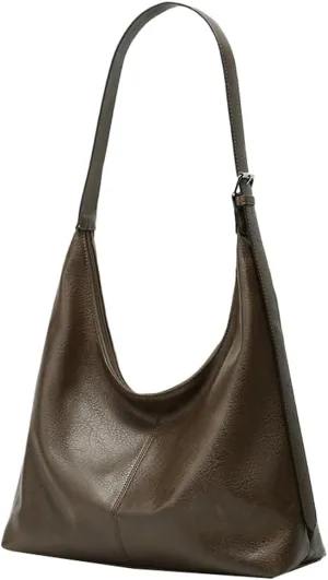 Women's Soft Vegan Leather Shoulder Bag Retro Large Tote Handbag Casual Working Cossbody Satchel Top Handle Purse