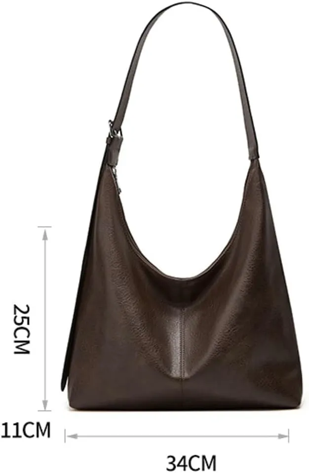 Women's Soft Vegan Leather Shoulder Bag Retro Large Tote Handbag Casual Working Cossbody Satchel Top Handle Purse