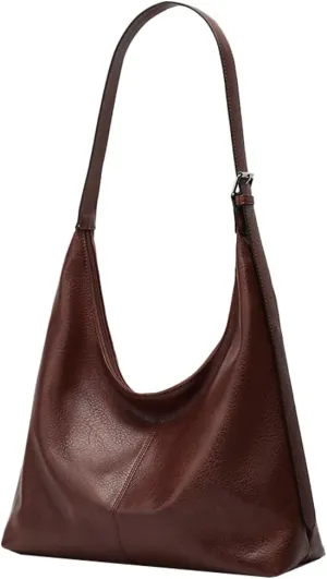 Women's Soft Vegan Leather Shoulder Bag Retro Large Tote Handbag Casual Working Cossbody Satchel Top Handle Purse
