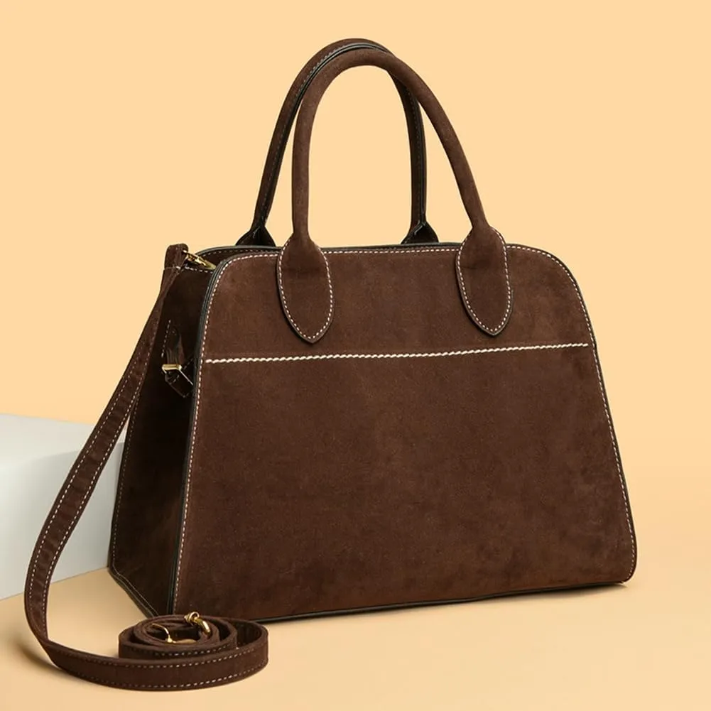 Womens Suede Tote Bag Faux Leather Shoulder Crossbody Purse Vintage Large Top Handle Satchels Fashion Work Handbag