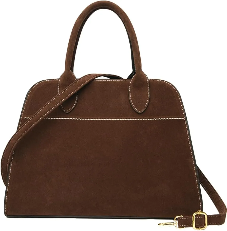 Womens Suede Tote Bag Faux Leather Shoulder Crossbody Purse Vintage Large Top Handle Satchels Fashion Work Handbag