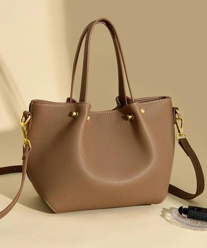 Womens Vegen Leather Crossbody Bags Trendy 2pcs Bucket Handbag Small Shoulder Tote Purse Satchel Wallet Set