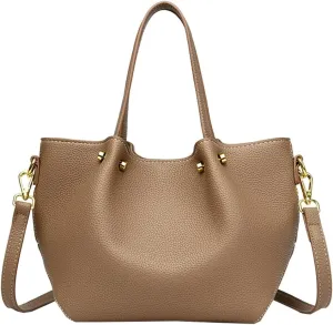 Womens Vegen Leather Crossbody Bags Trendy 2pcs Bucket Handbag Small Shoulder Tote Purse Satchel Wallet Set