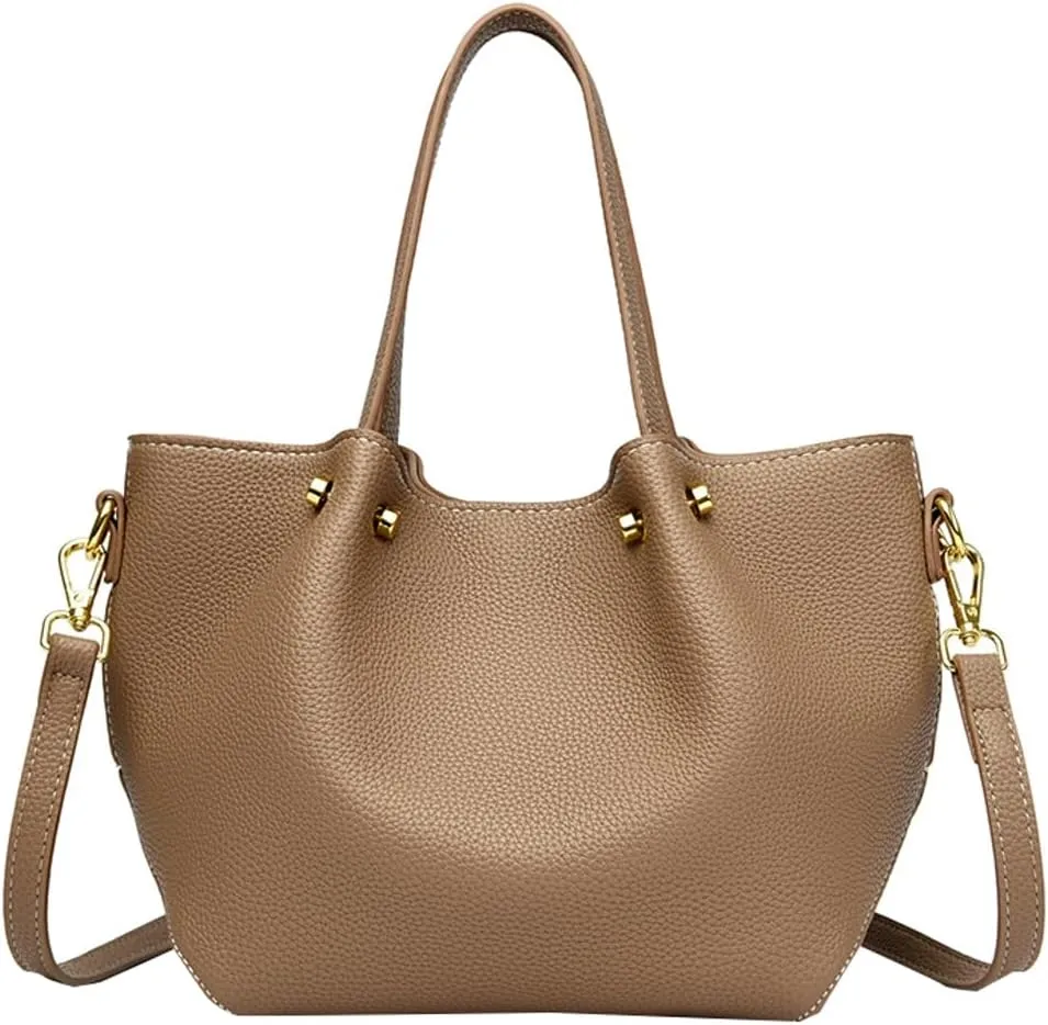 Womens Vegen Leather Crossbody Bags Trendy 2pcs Bucket Handbag Small Shoulder Tote Purse Satchel Wallet Set