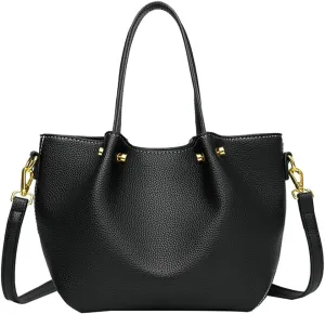 Womens Vegen Leather Crossbody Bags Trendy 2pcs Bucket Handbag Small Shoulder Tote Purse Satchel Wallet Set
