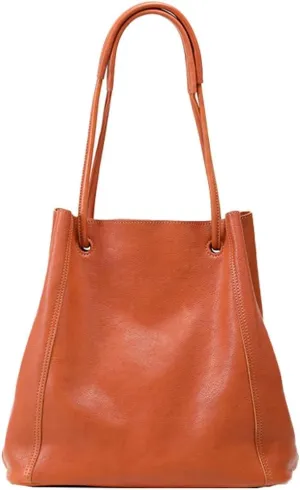 Womens Vintage Genuine Leather Tote Bag Large Bucket Shoulder Satchel Work Purses Top Handle Handbags Set 2pcs