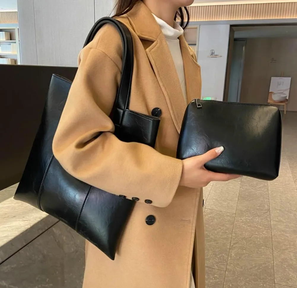 Womens Vintage Shoulder Bags Large Top Handle Satchel Fashion Handbags PU Leather Tote Purse Working Bags