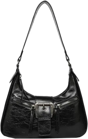 Women's Y2k Purse Vintage Vegan Leatehr Shoulder Crossbody Bag Top Handle Handbags Buckle Punk Clutch Satchel