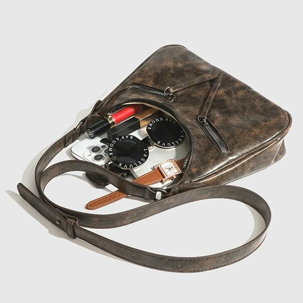 Women's Y2k Purse Vintage Vegan Leatehr Shoulder Crossbody Bag Top Handle Handbags Buckle Punk Clutch Satchel