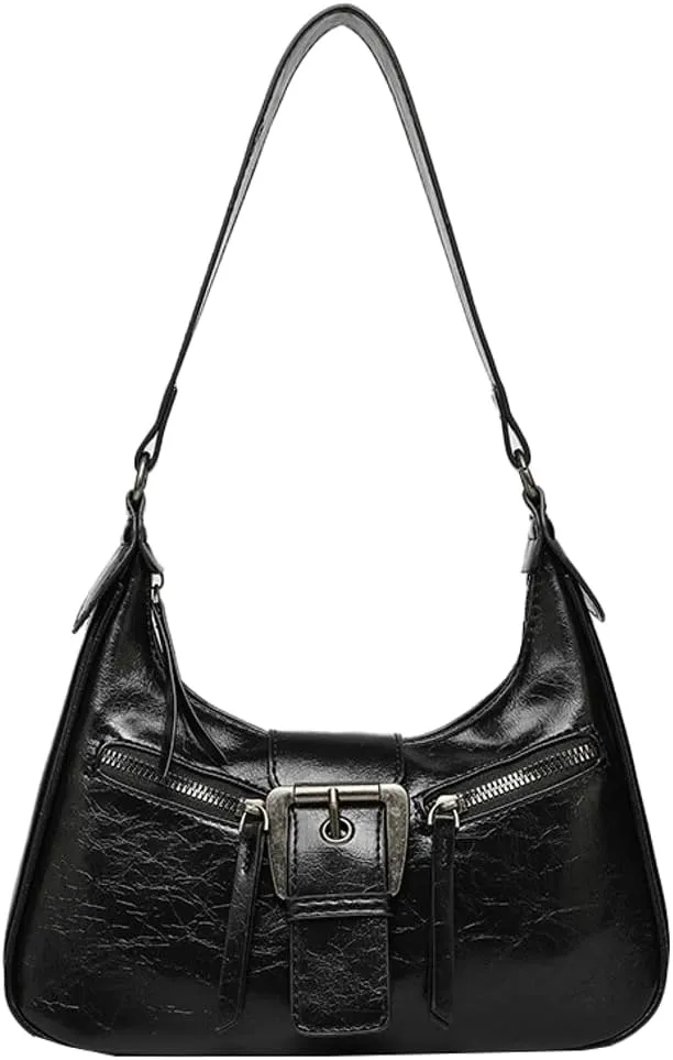 Women's Y2k Purse Vintage Vegan Leatehr Shoulder Crossbody Bag Top Handle Handbags Buckle Punk Clutch Satchel