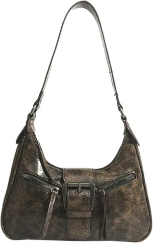 Women's Y2k Purse Vintage Vegan Leatehr Shoulder Crossbody Bag Top Handle Handbags Buckle Punk Clutch Satchel