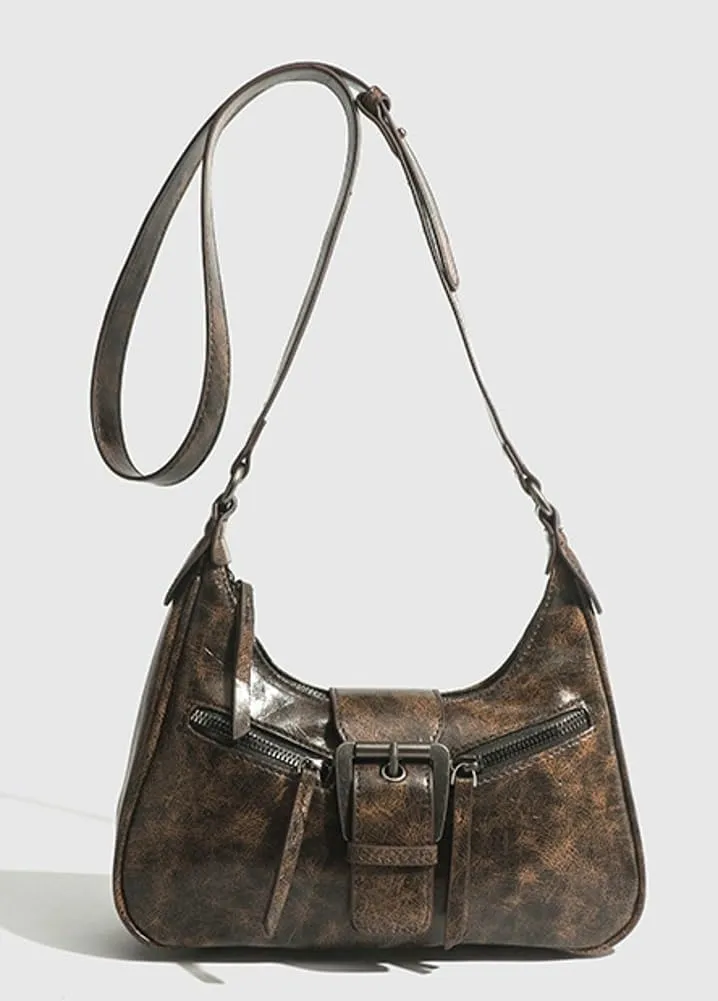 Women's Y2k Purse Vintage Vegan Leatehr Shoulder Crossbody Bag Top Handle Handbags Buckle Punk Clutch Satchel