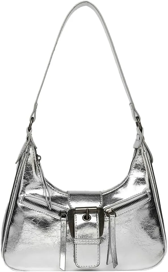 Women's Y2k Purse Vintage Vegan Leatehr Shoulder Crossbody Bag Top Handle Handbags Buckle Punk Clutch Satchel